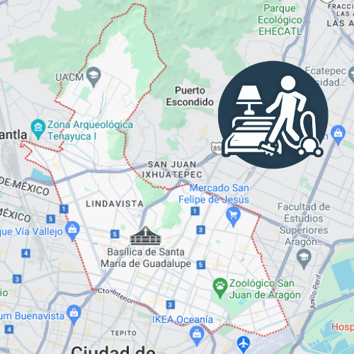 mapa de cobertura lavado de colchones en Gustavo A Madero