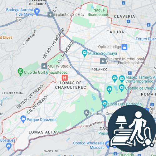 mapa de cobertura lavado de colchones en Miguel Hidalgo