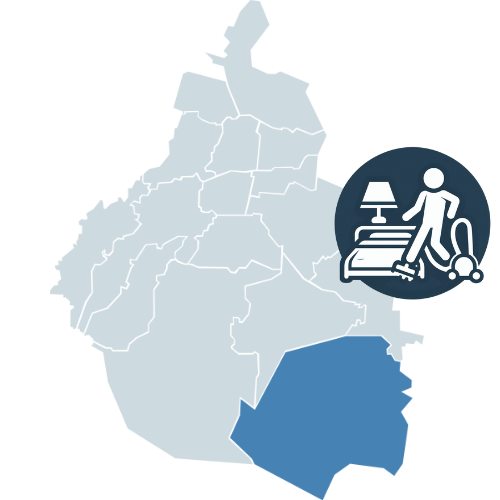 mapa de cobertura lavado de colchones en Milpa Alta